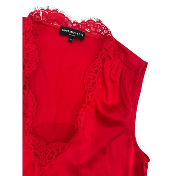 Generation Love Marie Red Lace Trim Satin Tank Top Size XS - Picture 4 of 5
